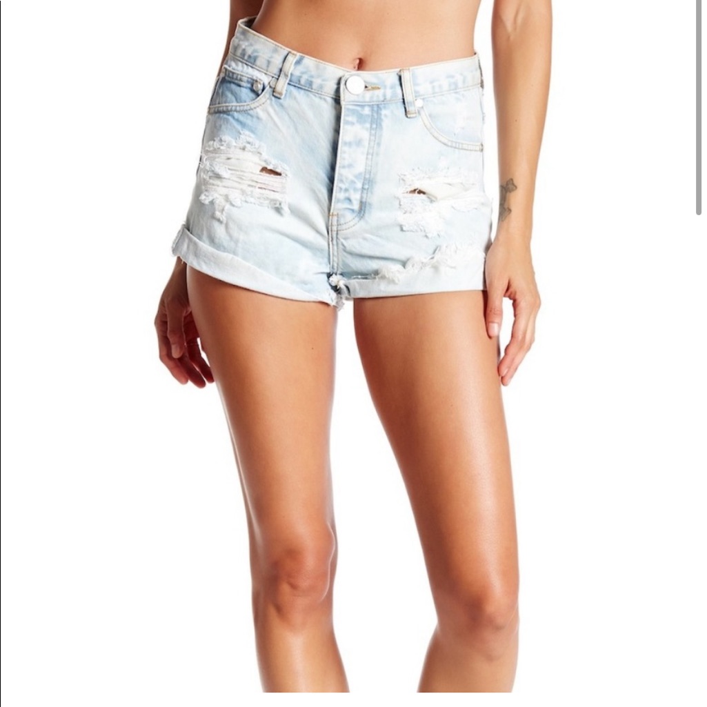 One Teaspoon Saint Hawks Distressed Denim Shorts